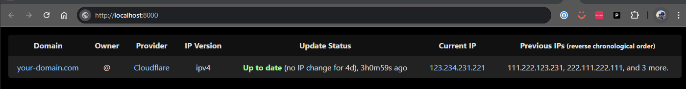 DDNS Web Page Screenshot