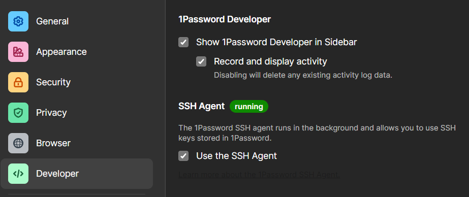 1password Enable SSH Agent